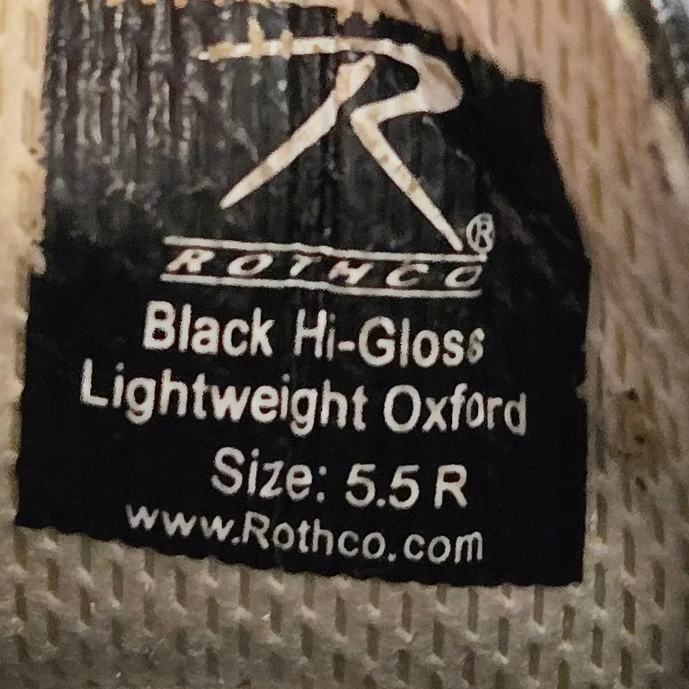 Rothco Black Hi-Gloss Lightweight Oxford Dress Shoes Size 5.5 R Patent Finish